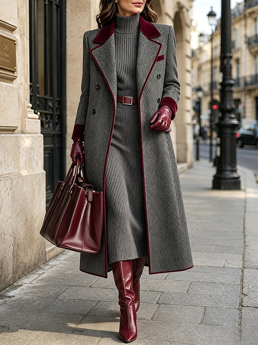 🤲LAST DAY SAVE 49% ⏰Elegant Herringbone Wool-blend Long Coat
