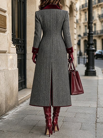 🤲LAST DAY SAVE 49% ⏰Elegant Herringbone Wool-blend Long Coat