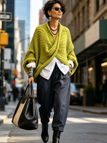 🤲LAST DAY SAVE 49% ⏰Cozy Relaxed Batwing Sleeves Crossover V-neck Sweater