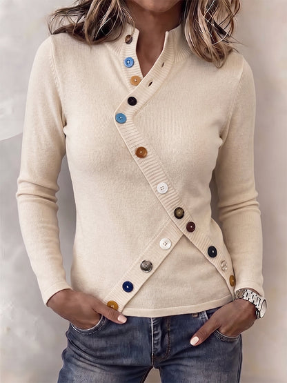 🤲LAST DAY SAVE 49% ⏰Chic Asymmetric Multi-Button Knit Top
