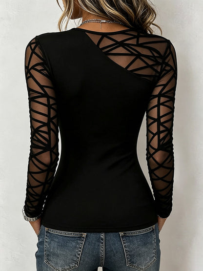 🤲LAST DAY SAVE 49% ⏰Sleek Geometric Mesh Accented Top