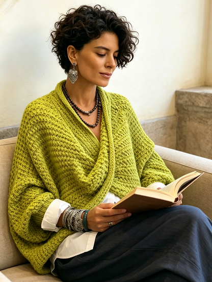 🤲LAST DAY SAVE 49% ⏰Cozy Relaxed Batwing Sleeves Crossover V-neck Sweater