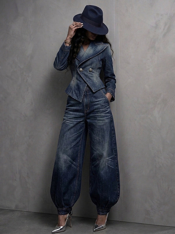 🤲LAST DAY SAVE 49%🔥 Figure-Flattering Denim 2-Piece Set + FREE Hat