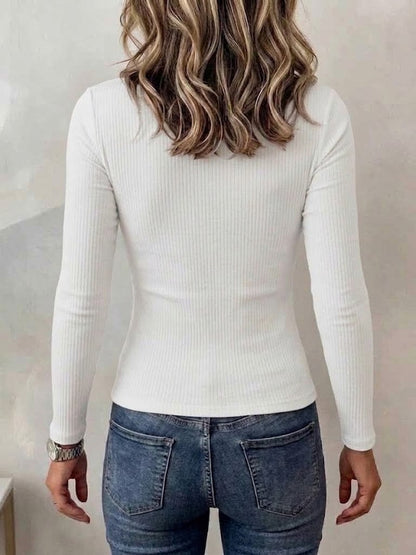 🤲LAST DAY SAVE 49% ⏰Crew Neck Chest Cutout Deep V Fitted Ribbed Long Sleeve Knit Top
