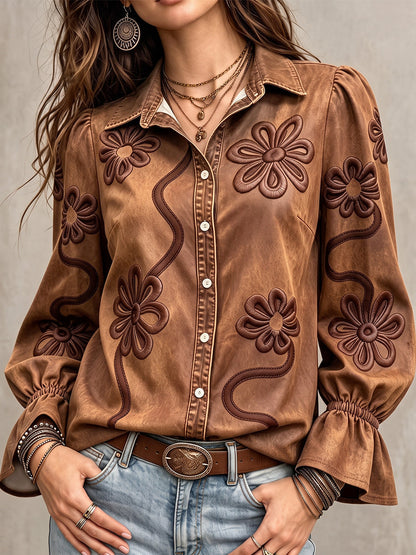 🤲LAST DAY SAVE 49% ⏰Vintage Floral Embroidered Denim Shirt