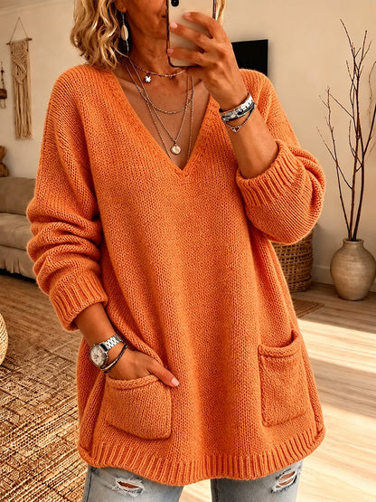 🤲LAST DAY SAVE 49% ⏰Chic V-Neck Pocket Knit Sweater