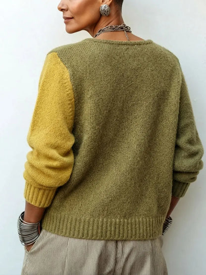 🤲LAST DAY SAVE 49% 🧡Artisti Cozy Asymmetric Color-block Knit Sweater