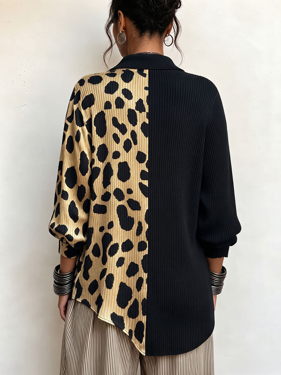 🤲LAST DAY SAVE 49% ⏰Chic Bold Leopard Color-block Asymmetric Sweater