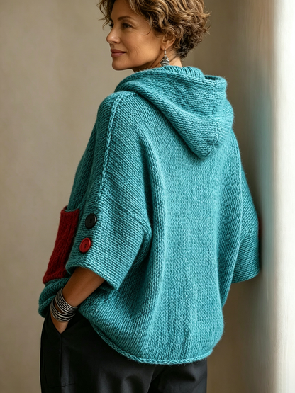 🤲LAST DAY SAVE 49% ⏰Relaxed Contrast Pocket Hooded Sweater