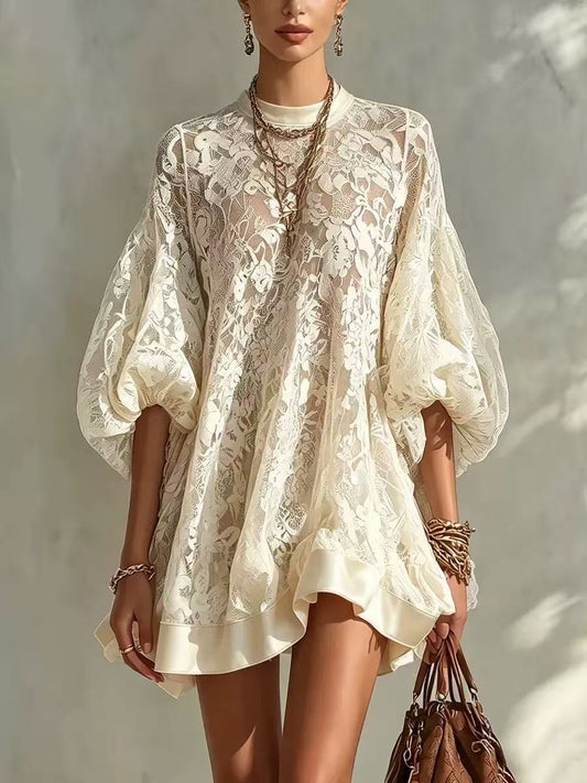 🤲LAST DAY SAVE 49% ⏰Stylish And Elegant Floral Lace Loose Mini Dress