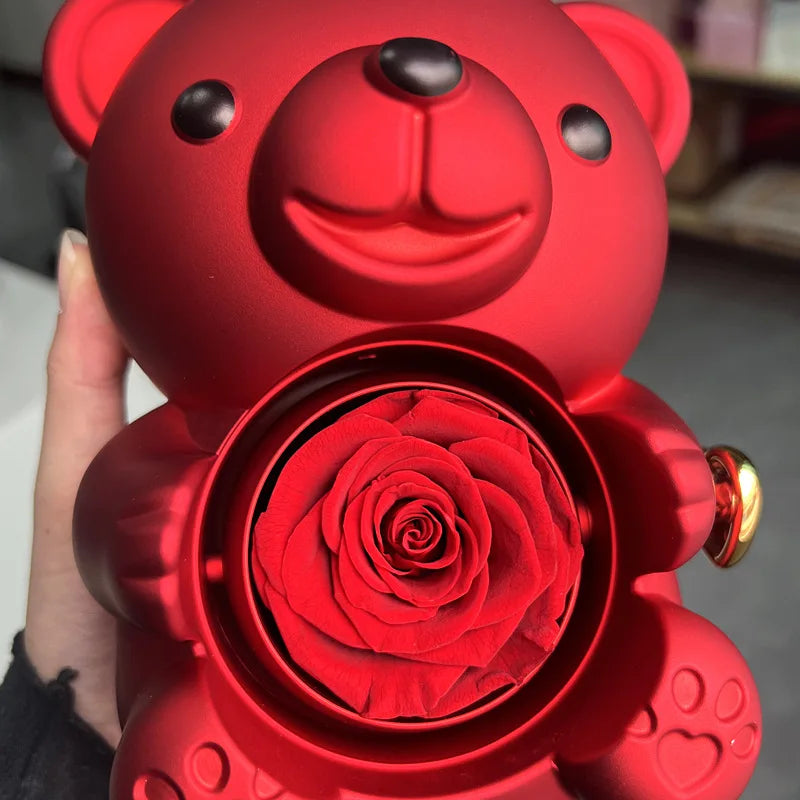 🧸 Rose Teddy Bear Jewelry Box with Necklace