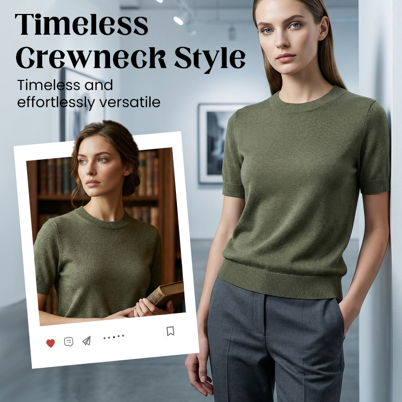 📢 📢New arrival 50% OFF！💥Women's Crew Neck Short Sleeve Knit Top