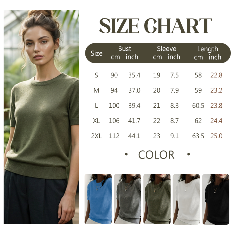 📢 📢New arrival 50% OFF！💥Women's Crew Neck Short Sleeve Knit Top