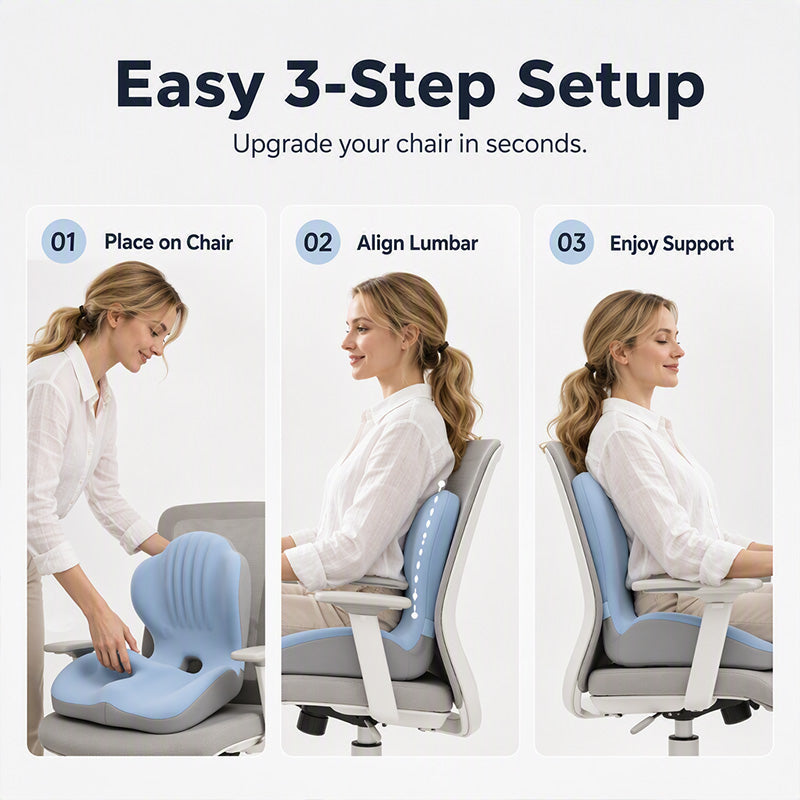 Ergonomic Memory Foam Seat & Back Cushion