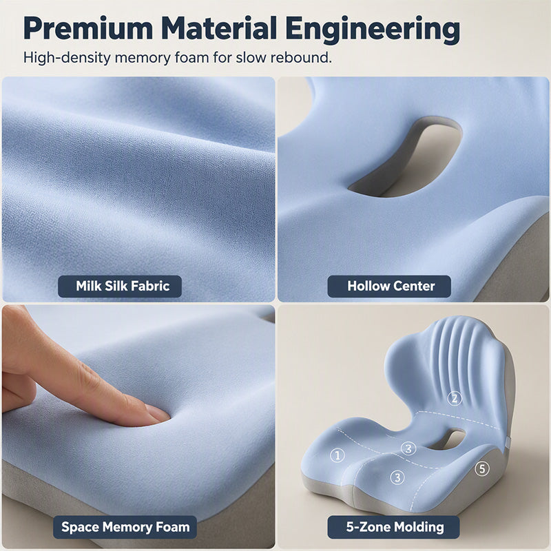 Ergonomic Memory Foam Seat & Back Cushion