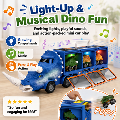 Dinosaur Transport Truck Playset – Lights, Music & Mini Dino Cars