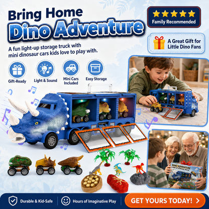 Dinosaur Transport Truck Playset – Lights, Music & Mini Dino Cars