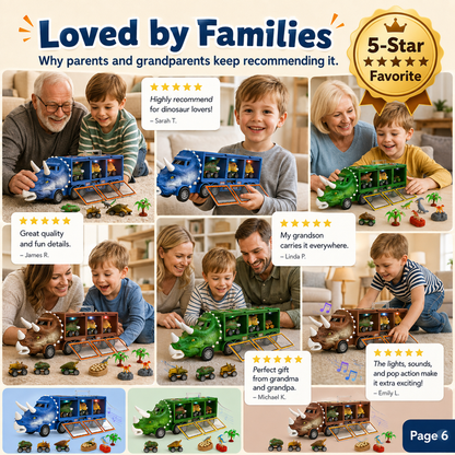 Dinosaur Transport Truck Playset – Lights, Music & Mini Dino Cars