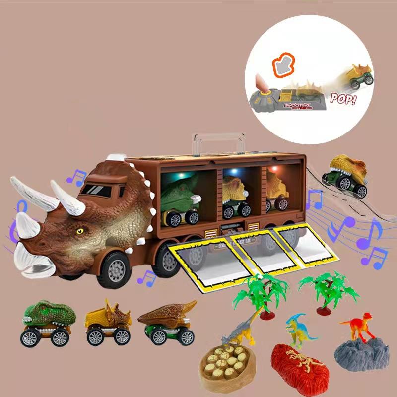 Dinosaur Transport Truck Playset – Lights, Music & Mini Dino Cars