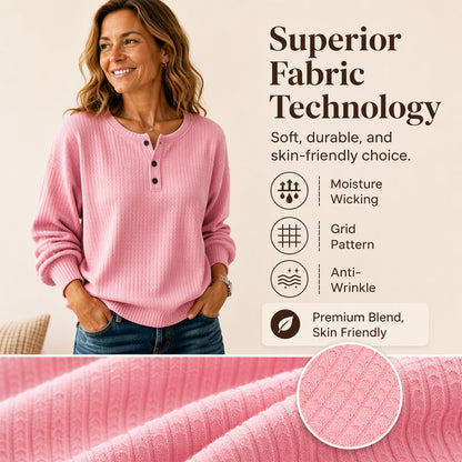Women's Casual Waffle Knit Sweatshirt | Cozy Everyday Pullover