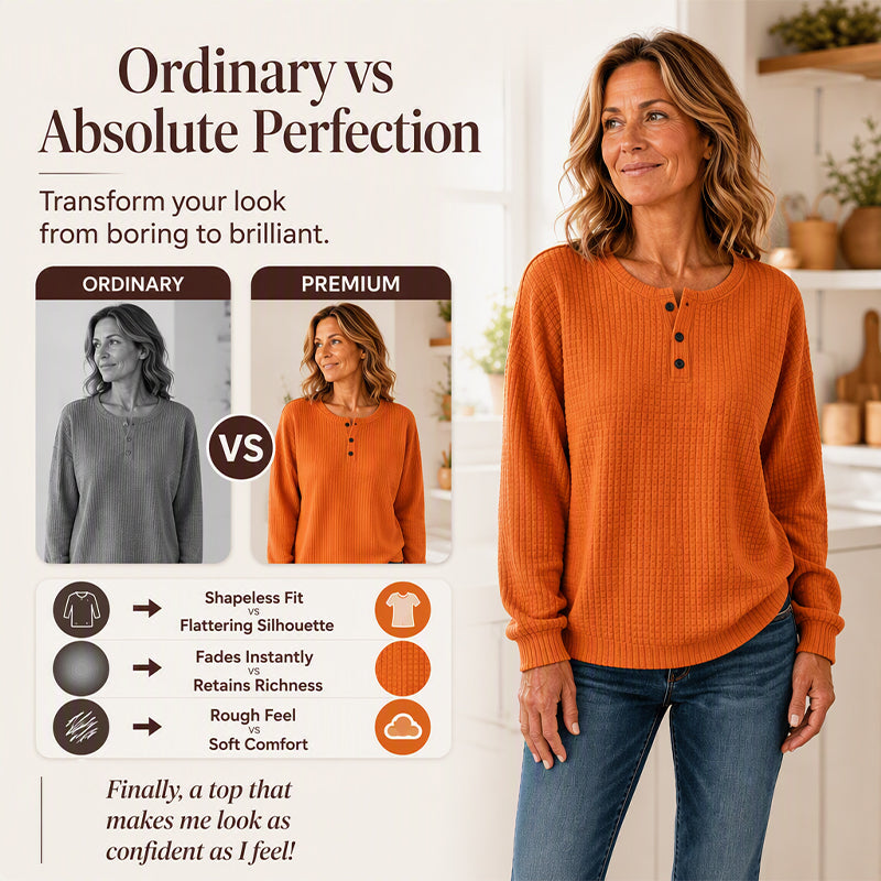 Women's Casual Waffle Knit Sweatshirt | Cozy Everyday Pullover