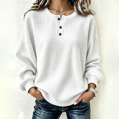 Women's Casual Waffle Knit Sweatshirt | Cozy Everyday Pullover