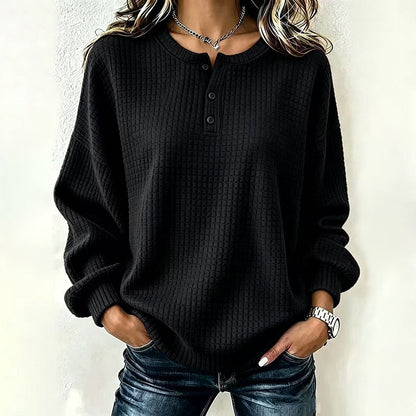 Women's Casual Waffle Knit Sweatshirt | Cozy Everyday Pullover