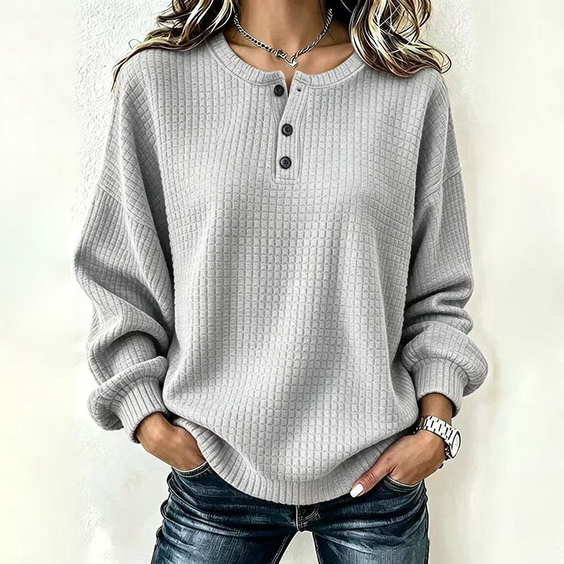 Women's Casual Waffle Knit Sweatshirt | Cozy Everyday Pullover