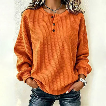 Women's Casual Waffle Knit Sweatshirt | Cozy Everyday Pullover