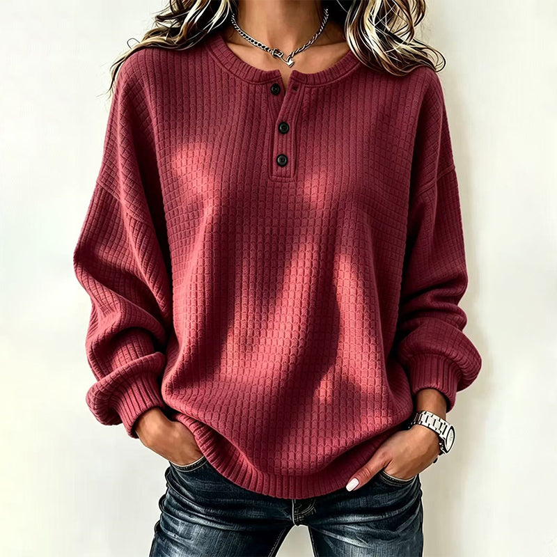 Women's Casual Waffle Knit Sweatshirt | Cozy Everyday Pullover