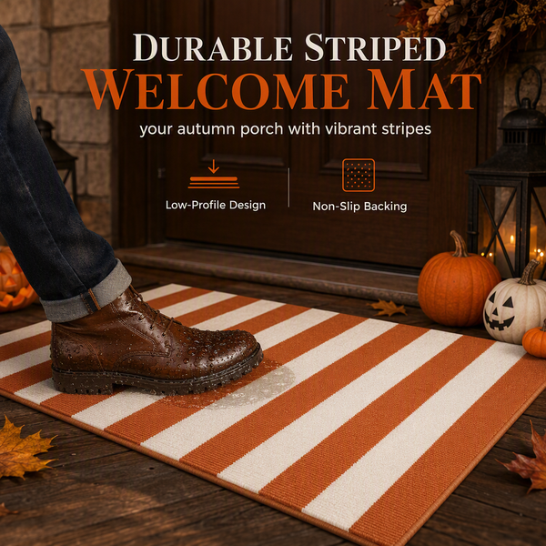 Striped Non-Slip Door Mat | Soft & Durable Entryway Rug