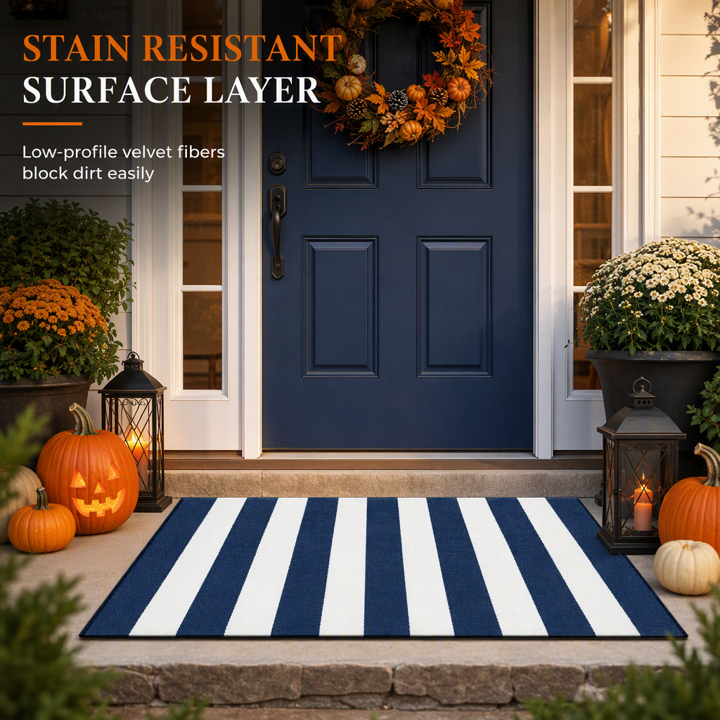 Striped Non-Slip Door Mat | Soft & Durable Entryway Rug