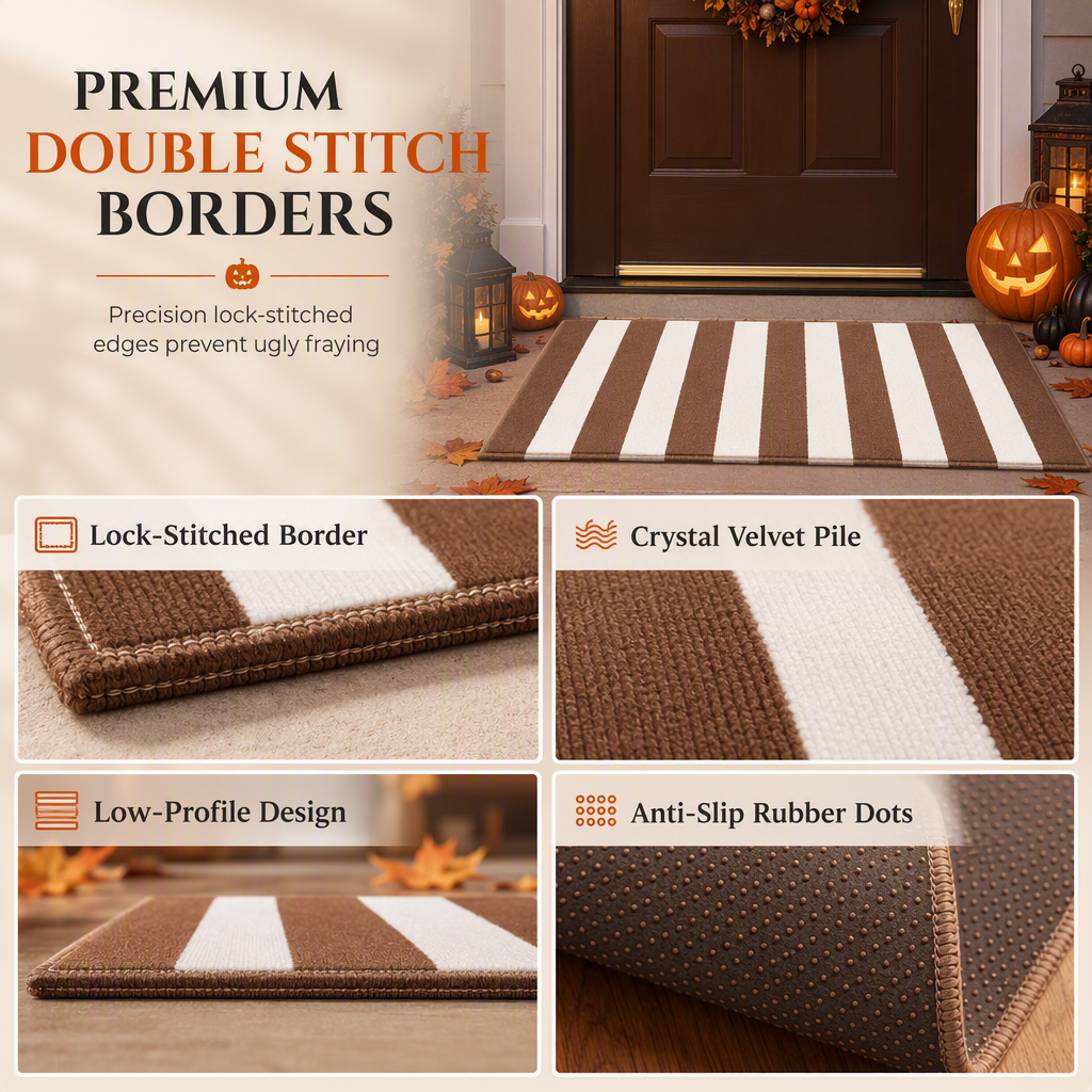 Striped Non-Slip Door Mat | Soft & Durable Entryway Rug