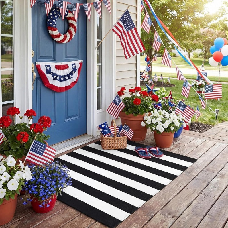 Striped Non-Slip Door Mat | Soft & Durable Entryway Rug