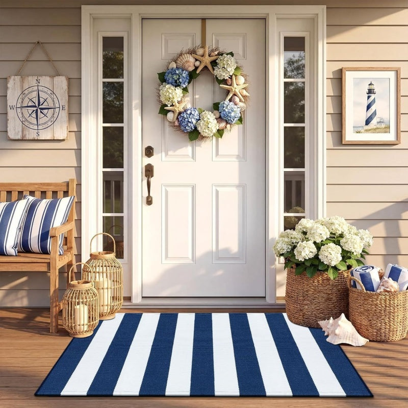 Striped Non-Slip Door Mat | Soft & Durable Entryway Rug