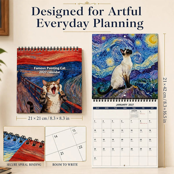 2027 Funny Cat Wall Calendar | Cute Cat Meme Calendar & Home Decor