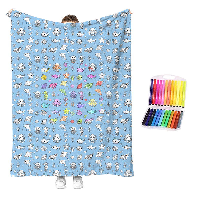 DIY Coloring Blanket Kit | Creative Color-Your-Own Cozy Throw