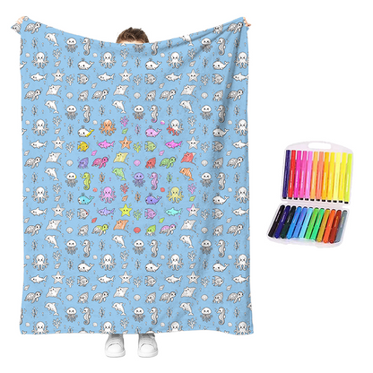 DIY Coloring Blanket Kit | Creative Color-Your-Own Cozy Throw