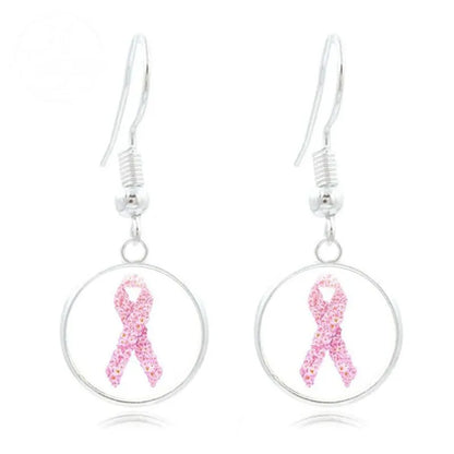 Pink Ribbon Time Gem Earrings