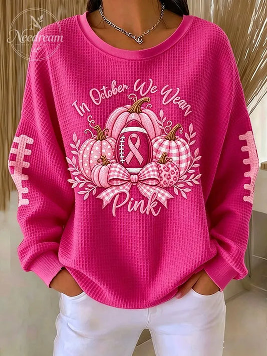 Women'S Pink Rugby Waffle Sweatshirt
