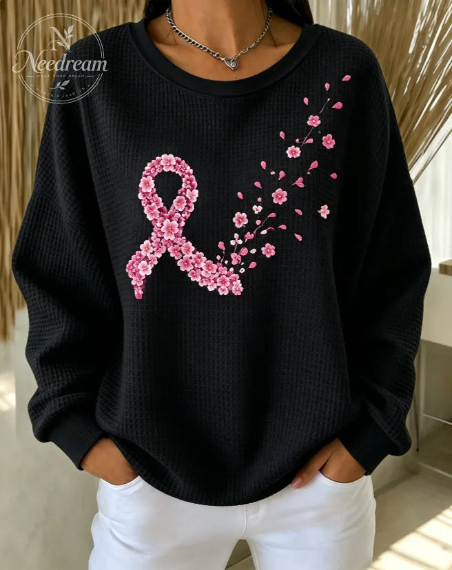 Women's Breast Cancer Prevention Awareness Printed Casual Sweatshirt