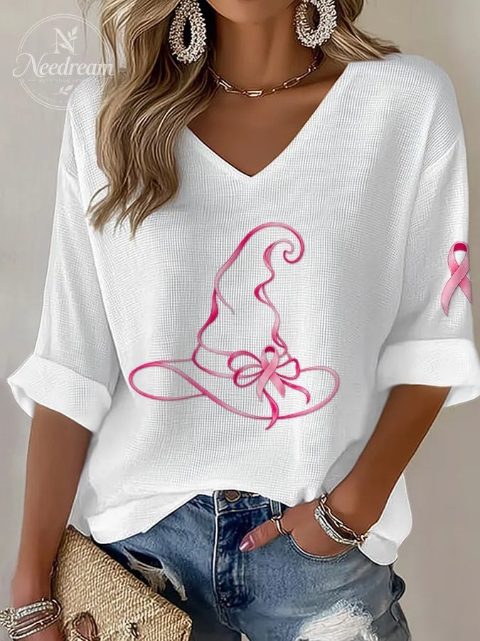 Women's Breast cancer awareness  Waffle Top