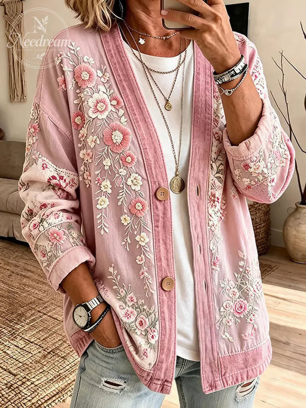 Women'S Leisure Breast Cancer Promotion Month Knitting Cardigan