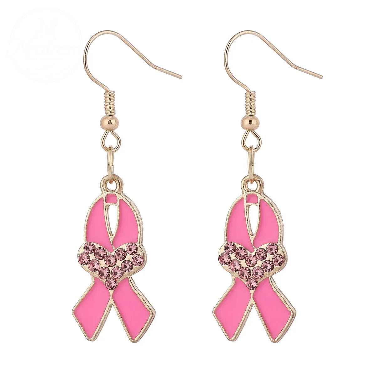 Pink Ribbon Heart Health Breast Cancer Earrings