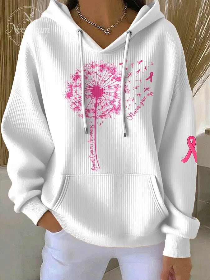 Women'S Breast Cancer Print Hooded Sweatshirt