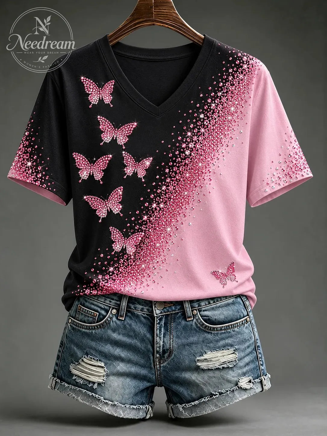 Women's Breast Cancer Awareness Printed Cotton Blend Short Sleeve Tee