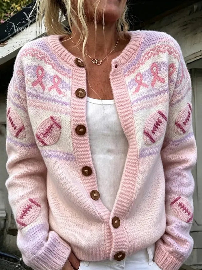 Women's Rugby Breast Cancer Awareness Month Cardigan