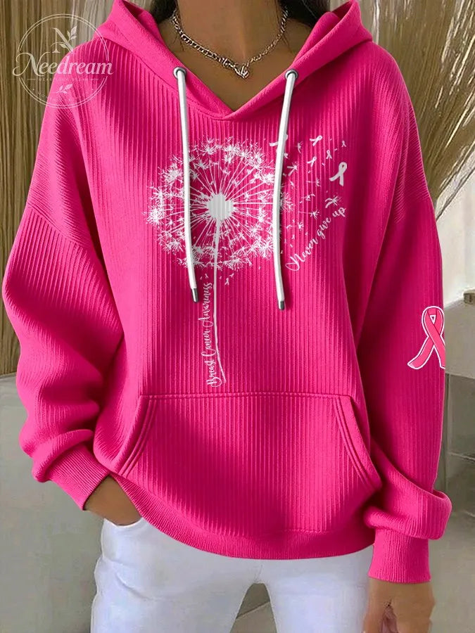 Women'S Breast Cancer Print Hooded Sweatshirt