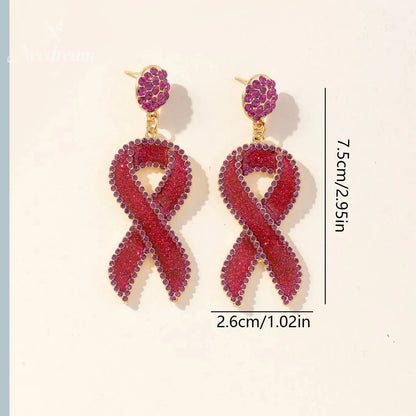 Red Ribbon Love Milk Day Holiday Drip Oil Set Diamond Earrings
