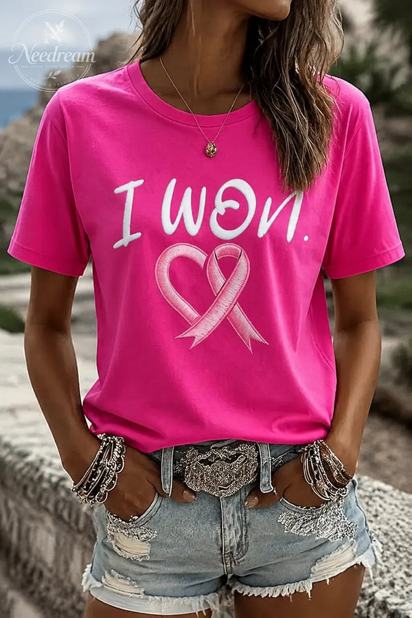 Women's “I Won” Round Neck 100% Cotton T-Shirt